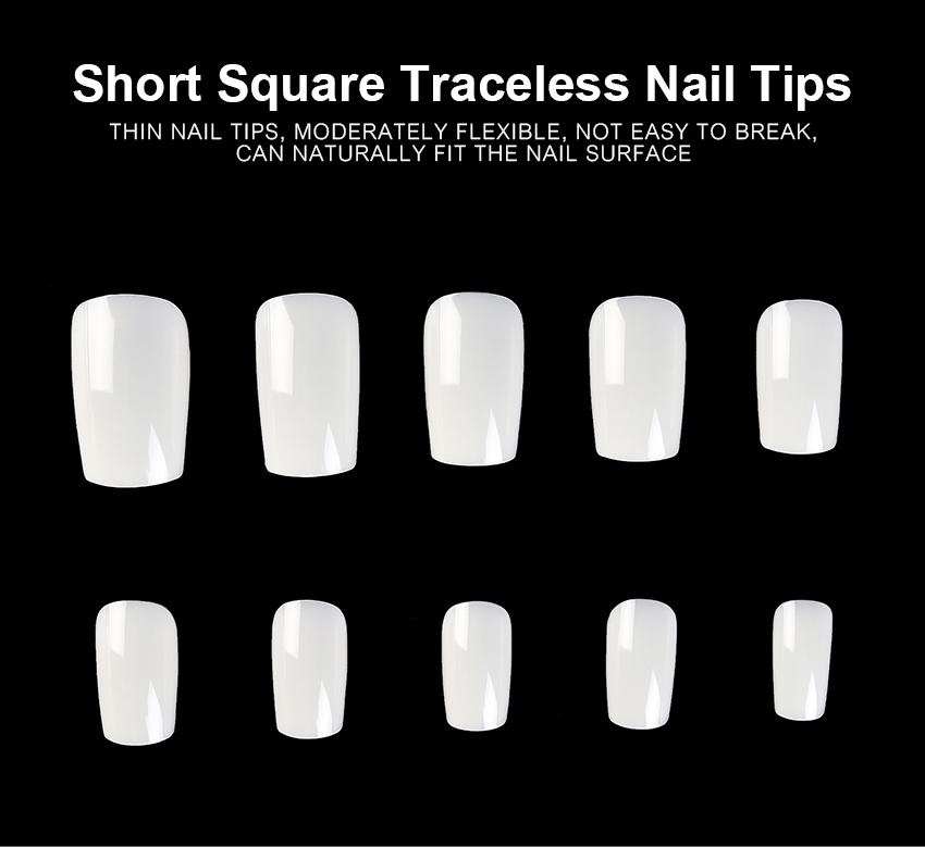 kads 500 buc Sfaturi pentru unghii false, franceze, scurte, pătrate, manichiură, unghii acrilice, acoperire completă, instrumente de decorare pentru unghii