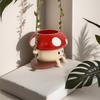 Hanging Planter Pot Indoor Outdoor Decorative Swing Flowerpot Cute Cartoon Mushroom Shaped Vase Ornament