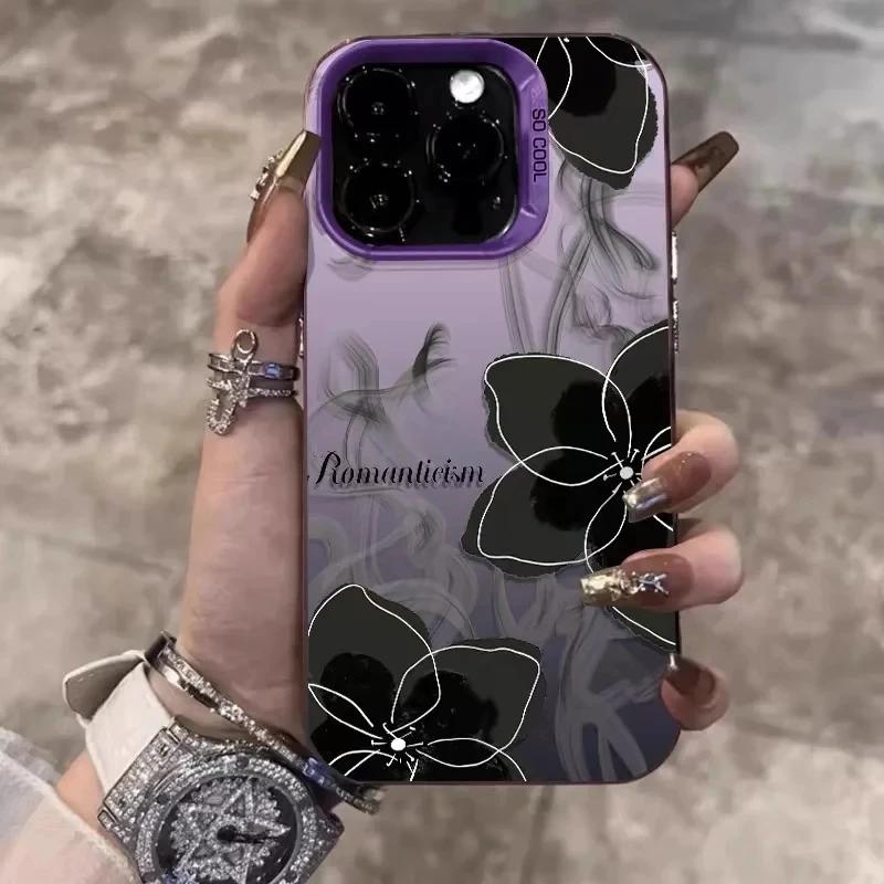 Luxury Florals Pattern Shockproof Phone Case For iPhone 15 14 13 12 11 Pro Max 7 8 Plus XS XR X Candy Color Flowers Back Cover