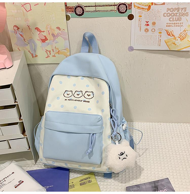 Girls Large Capacity Color Block Student Backpack With Nylon And Ergonomic Straps