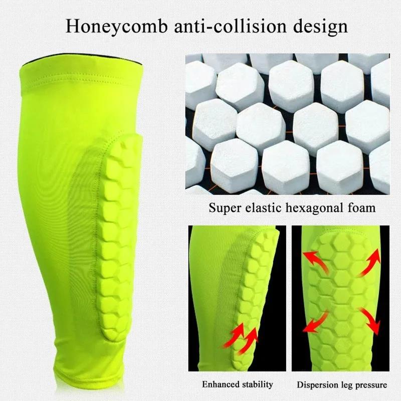 1pc Shin Guards Football Basketball with Honeycomb Padding Breathable Nylon Anti Impact Sport Leg Protectors for Kids Adults 1