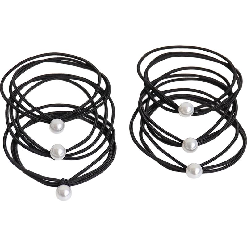 Elastic Pearl Hair Ties 6-Pack