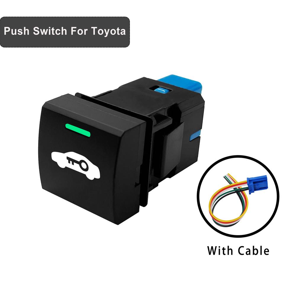12V Green White LED Backlit Push Button Switch Power Horn Fixed Momentary Type For Toyota Prado 150 Series Corola Camry RAV4