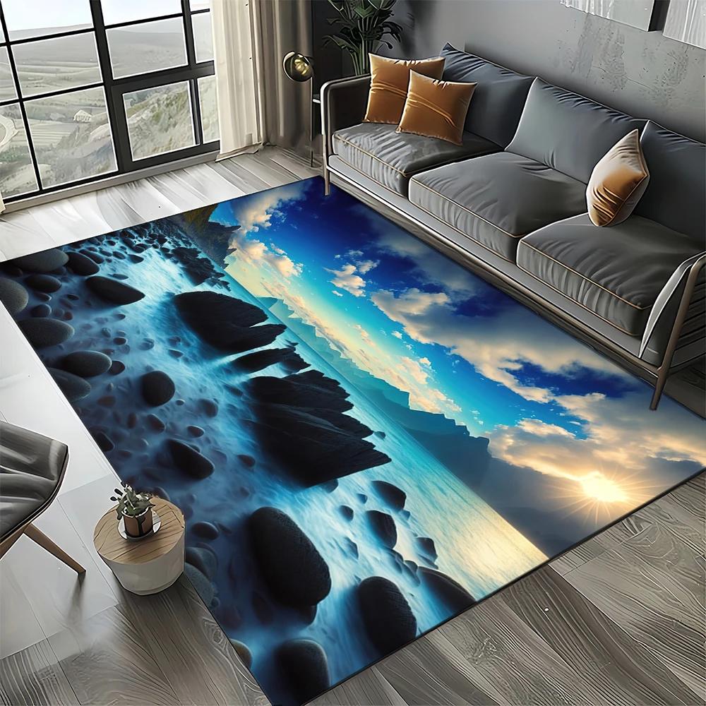 27 Style New Sea Water Beach Reef Nature Scenery Carpet Rug for Living Room Bedroom Home Sofa Decoration,Kids Non-slip Floor Mat