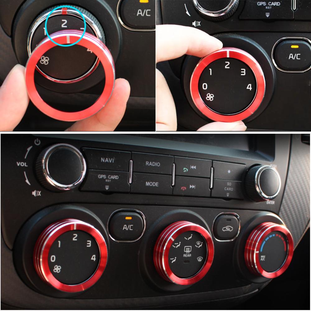 Klimaanlagen-Knopfabdeckung für KIA K3 2015-2018 Aluminiumlegierung A/C Motor-Taste Außenringabdeckung Zubehör