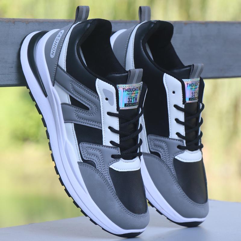 New Waterproof Leather Sneakers Trendy Shoes Lightweight Casual Shoes Soft Sole Non-slip Running Shoes