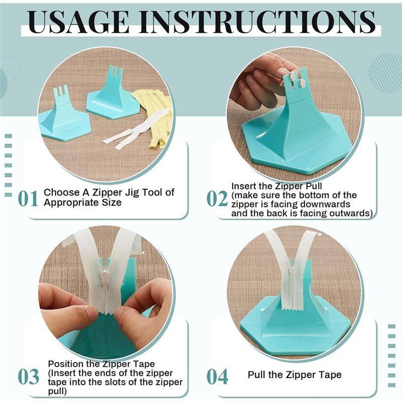 AAAF Handy Zip Fastener Jig 2Pcs For Zipper Jig Tool For Zipper Pulls 4 Size(3, 5, 7, 8) Sliding Installation Tool Slider синий