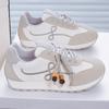 Soft Leather Ugly Cute Height-increasing German Training Shoes 22 Autumn Thick-soled Beaded Lace-up Casual Sports Shoes