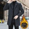 Hong Kong Style Trend Woolen Coat Men's Autumn and Winter Trench Coat Medium and Long Cotton Thickened Men's Woolen Coat