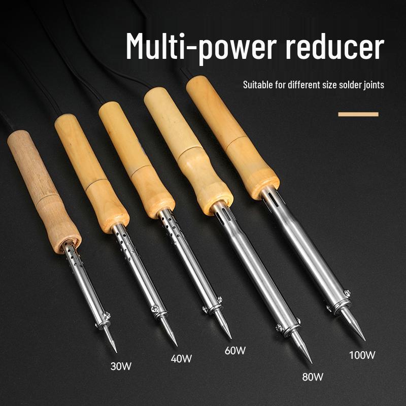 

Wooden Handle Electric Soldering Iron Pen - 30W to 100W for Household Repair and Welding 065 Circular Iron Stand