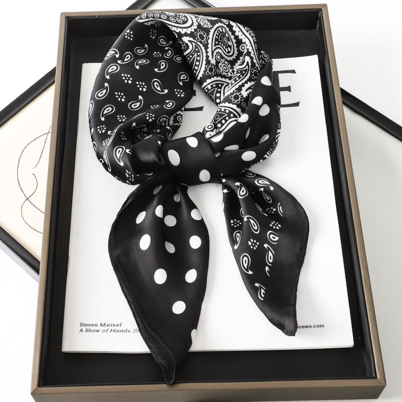 Fashion Print Silk Hairbands Scarf Women  Spring New Elagant Floral Bandana Neck Kerchief Head Bands Foulard Female Scarfs