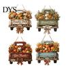 Wooden Hanging Sign for Front Door Harvest Pumpkin Truck Door, Fall with Theme Wall Art Hemp Rope, Distressed Farmhouse Welcome Sign, Autumn