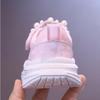 Girls' solid mesh hollow sports shoes for summer , new children's mid to large children's pearl solid dad shoes