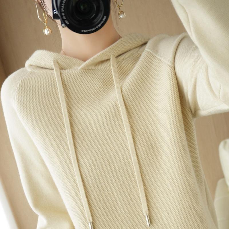 Hooded Knitted Hoodie Women's Autumn and Winter Pullover Casual Loose Sweater Versatile Knitted Sweater