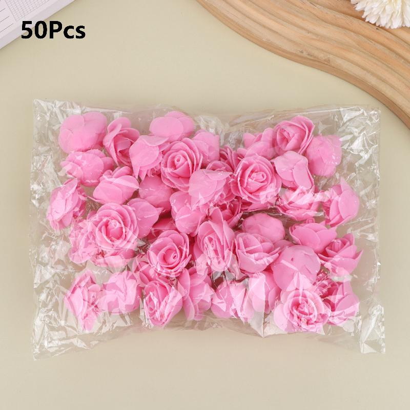 50Pcs Artificial Rose Flower Heads Multicolor Foam Rose Heads For Wedding Bouquet And Diy Crafts Party Home Decorations