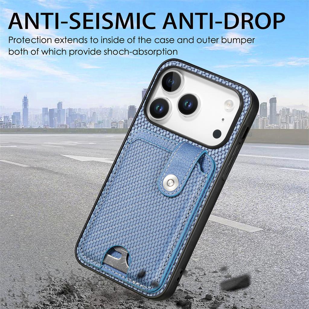 For iPhone 17 Pro Case Card Slots Kickstand Phone Back Cover with Card Tool