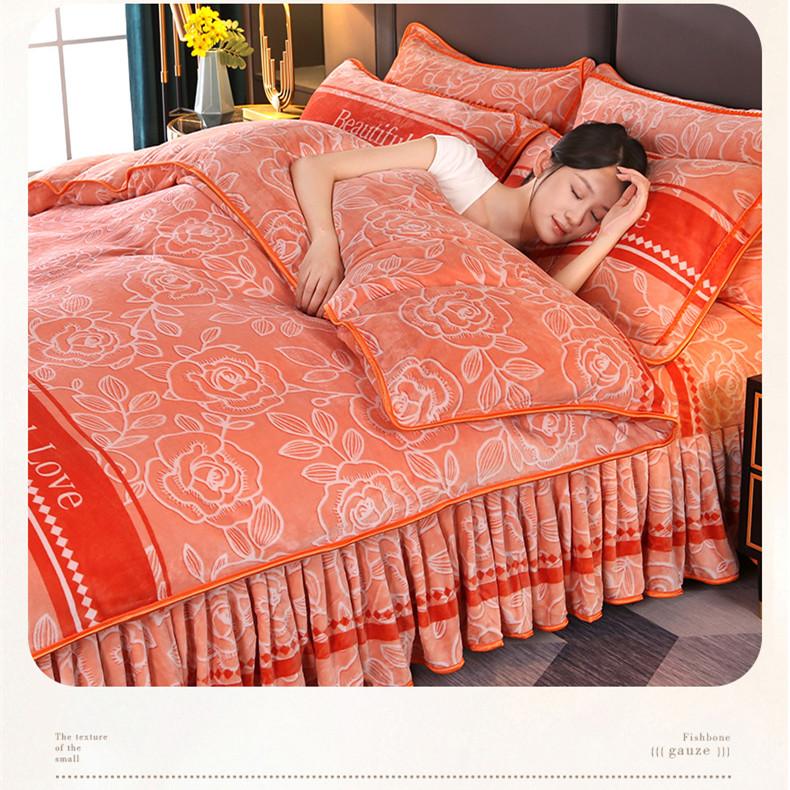 Winter Thick Milk Velvet Bed Four Piece Set