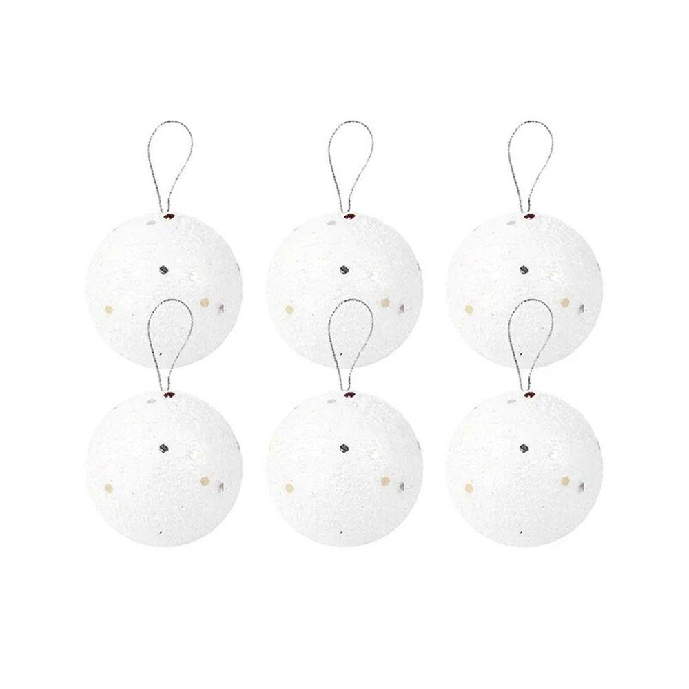 6Pcs/set Plastic Xmas Star Hanging Ornaments Round Christmas Balls Pendants New Year