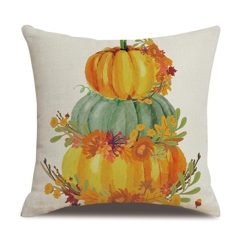 Thanksgiving Linen Pillow Case Autumn Pumpkin Print Supply Pillow Cushion Cover Premium Durable Quality Useful