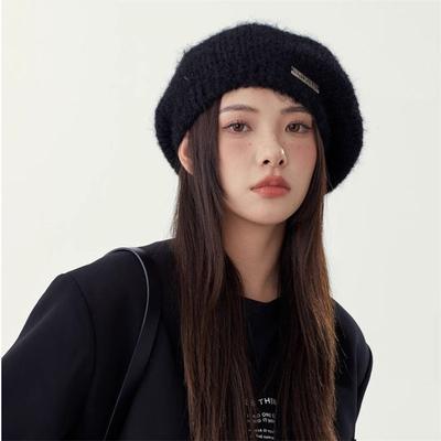 Japanese Sweet Style Autumn and Winter Mohair Beret Hat Women's Knitted Woolen Hat That Shows Face Versatile and Fashionable New Trend