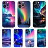 For iPhone 15 16 14 13 12 Mini 11 Pro Max XS X XR SE 7 8 Plus Silicone Clear Cover Beautiful Northern Lights Luxury Phone Case