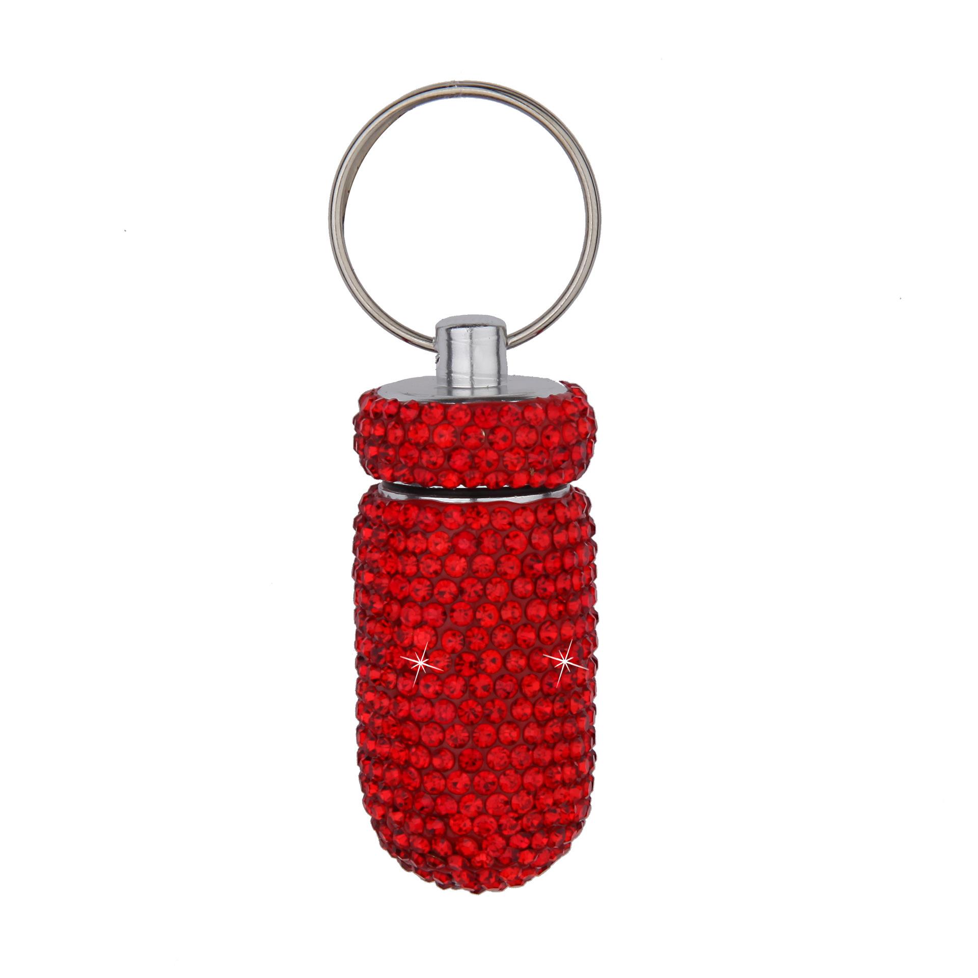 Portable Pill Case Pill Container Waterproof Pill Holder with Keychain Bling Pill Box Medicine Dispenser Bottle Storage красный