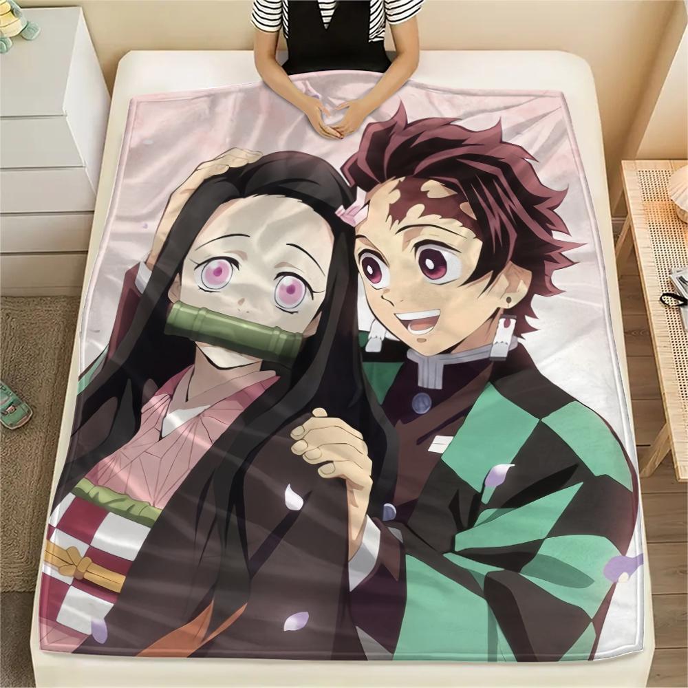 Demon Slayer Nezuko & Tanjiro Blanket, Cozy Throw for Sofa Bed, Ideal Gift for Demon Slayer Fans.chl