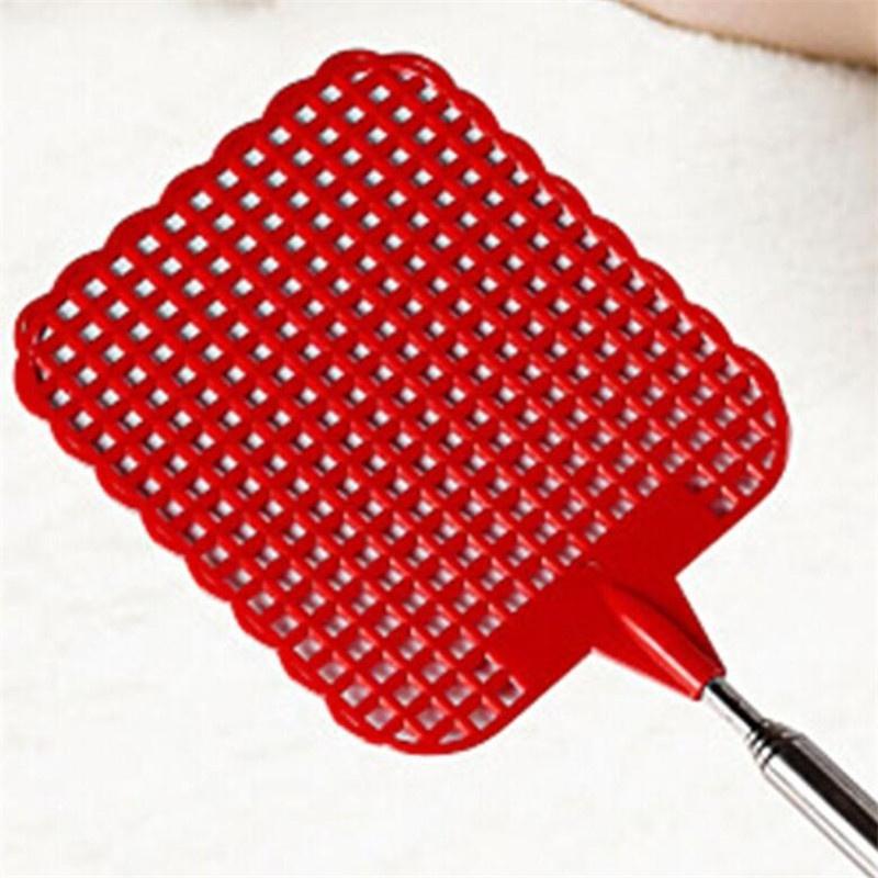 1 Pc Stainless Steel  Telescopic Extendable Plastic Fly Swatter Prevent Pest Mosquito Tools  Random Color