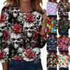Women's Fashion Halloween Print Long Sleeve Neck Pullover Top