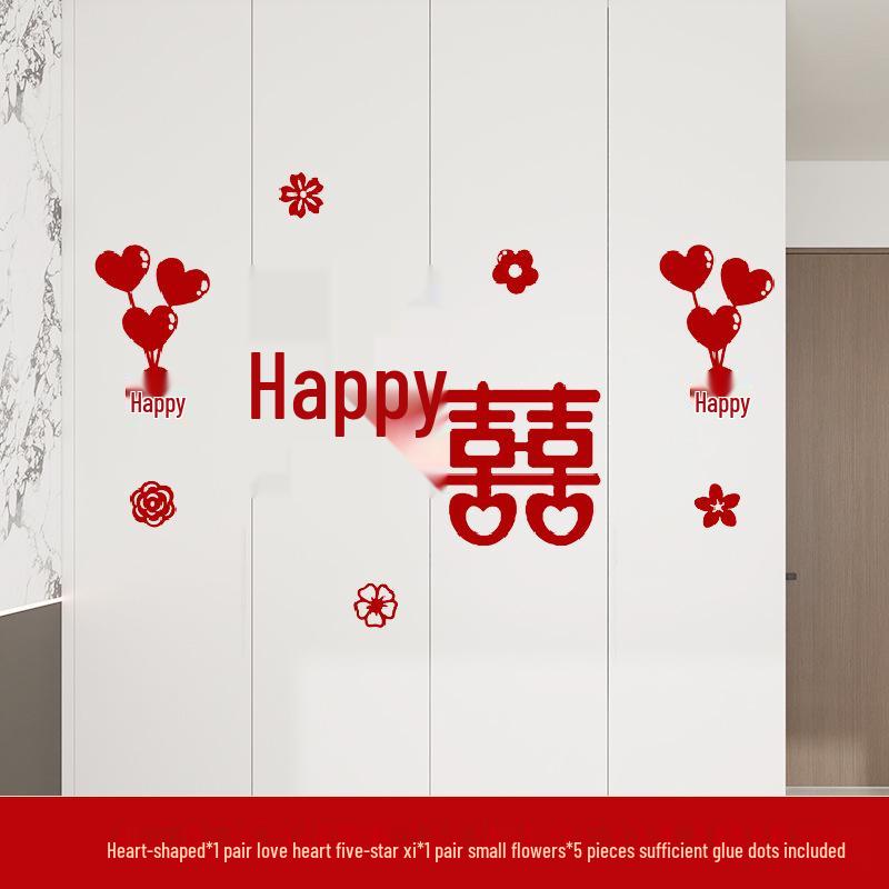 Wedding Room & Wardrobe Decor Set: Groom's Bedroom Double Happiness Stickers