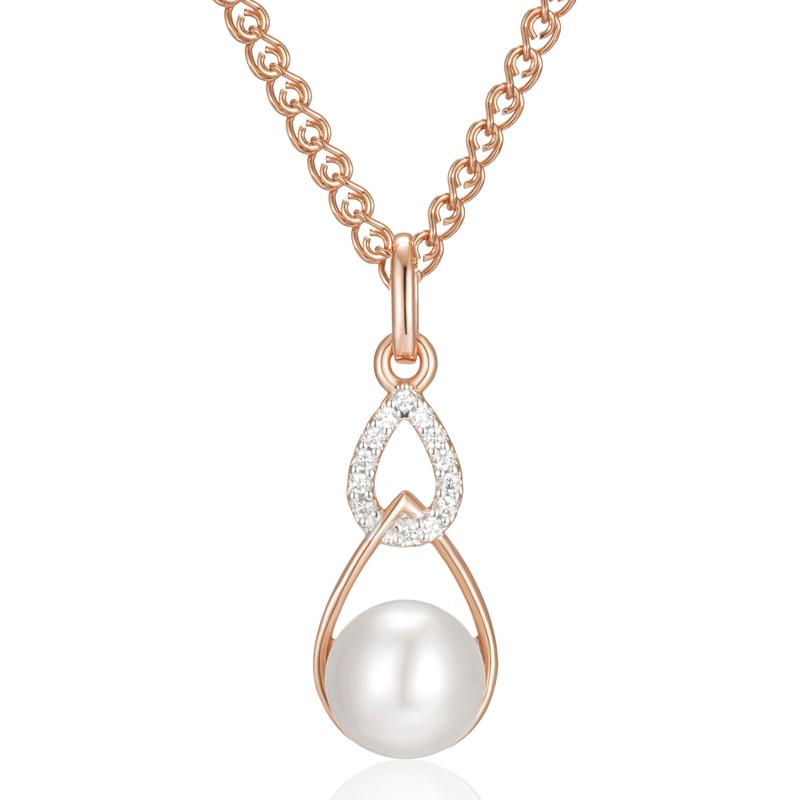 

Kinel Luxury 585 Rose Gold Silver Color Mix Pendant Necklace for Women Unique Geometric Pearl Pendant Wedding Jewelry New