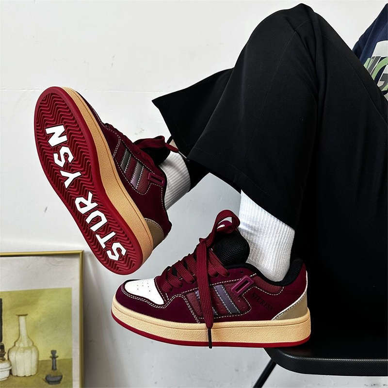 Design Breadboard Scarpe Donna Ins Primavera e Autunno Nuovi Versatili Casual Bambini cm borgogna