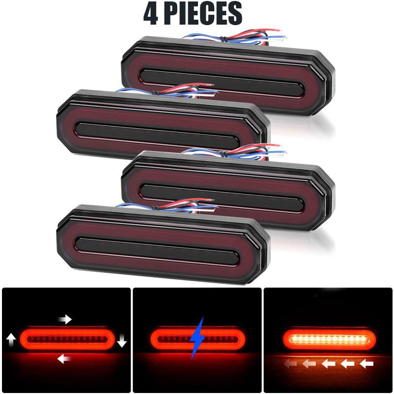 Motorcycle 3 In 1 LED Brake Tail Light DRL Sequential Turn Signal Lamp for Cafe Racer Moto ATV UTV UTE Truck Trailer RV 12V 24V