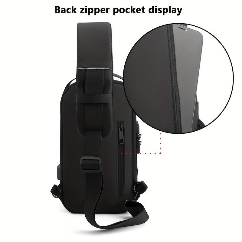 Men's Anti-Theft Chest Sling Bag Durable Oxford Fabric Motorcycle & Casual Sport Crossbody Bag Dual Zipper Compartments