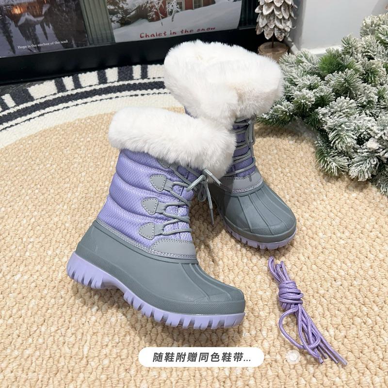 Parent-child model, classmate thickened plush waterproof, non-slip and warm medium tube snow boots, women's cotton overshoes