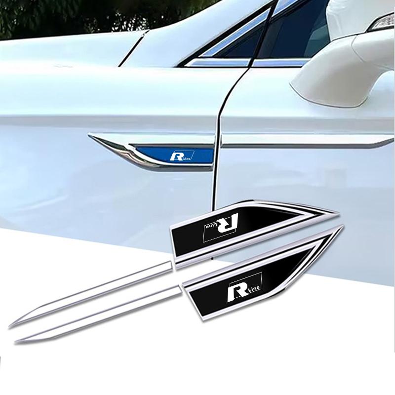 2pcs 3D Metal Car Logo Fender Side Wing Emblem Badge Stickers For VW Rline R line Golf 7 MK7 Golf 6 MK6 Tiguan Polo CC Jetta ZY2
