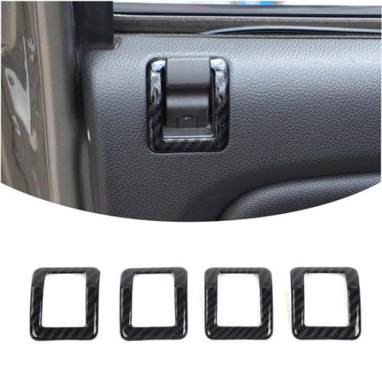 4pcs Carbon Fiber Door Lock Pull Pin Bezel Cover For Chevy Suburban Tahoe 07-13