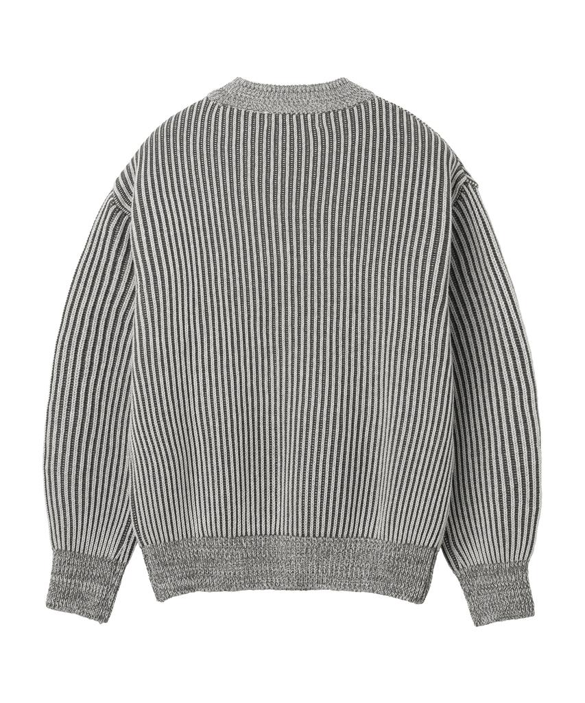 KNITTED Two-Tone Ribbed Logo Knit Charcoal