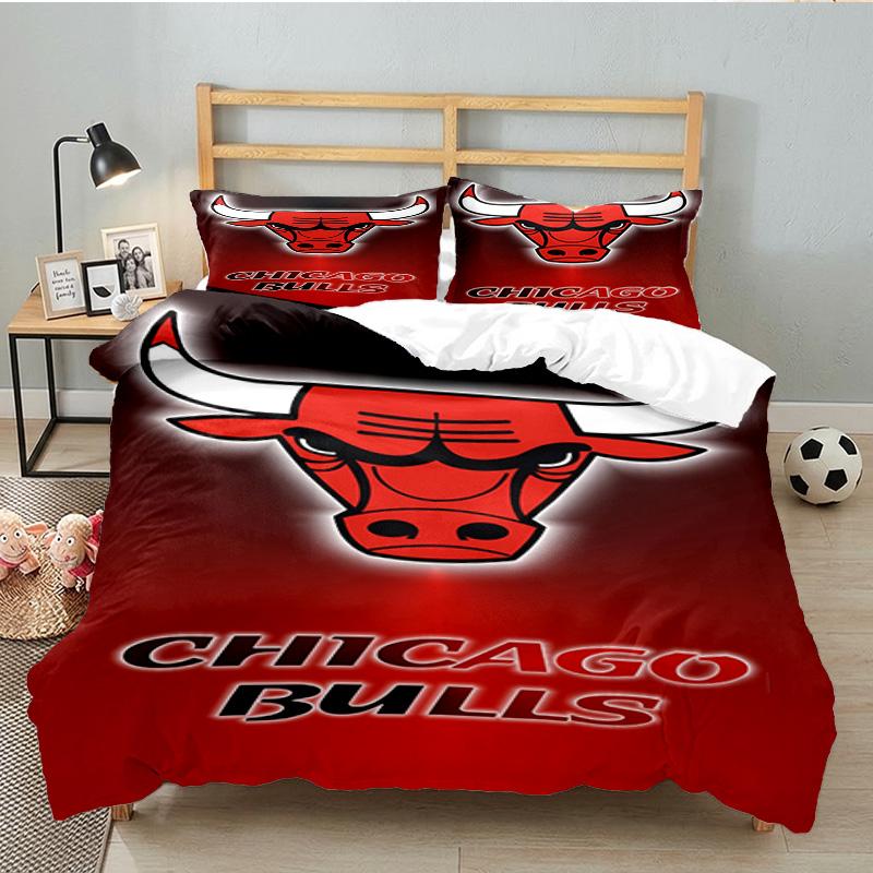 Red Bulls Basketball 3PCS Bedding set,Ideal for 1pc Duvet Cover And 2pcs Pillowcases Perfect for Fan gift,Ideal for Bedroom, Dormitory