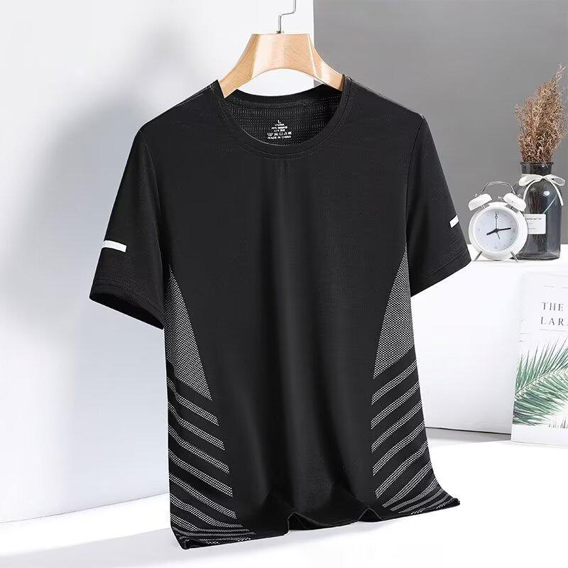 Men's Quick-Dry Ice Silk Mesh T-Shirt - Breathable, Loose-Fit, Casual Short Sleeve Sportswear