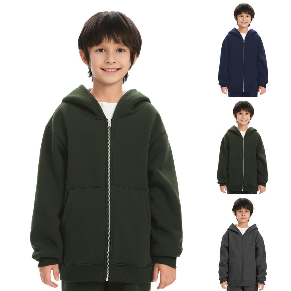 Winter Boys' And Girls' Fleece Hooded Sweatshirt Medium And Large Lamb Fleece Warm Jacket