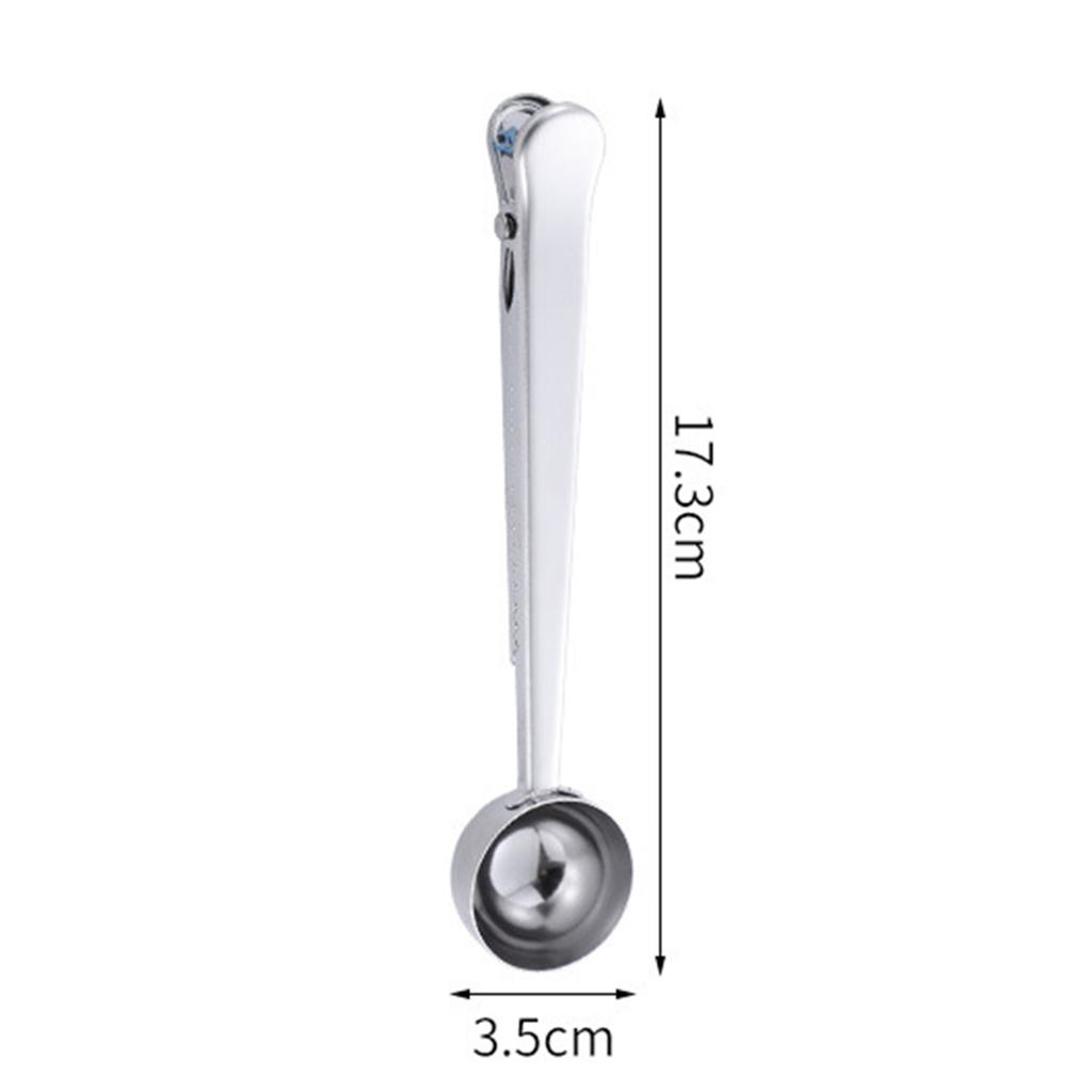 Stainless Steel Coffee Scoops Clip Tablespoon with Multifunctional Sealing Bag Clip for Ground Coffee and Beans