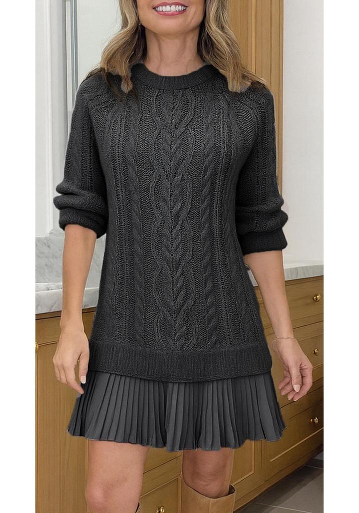 2025 Autumn/Winter Women's Knitted Solid Color Sweater & Short Skirt Set - Casual Bestseller