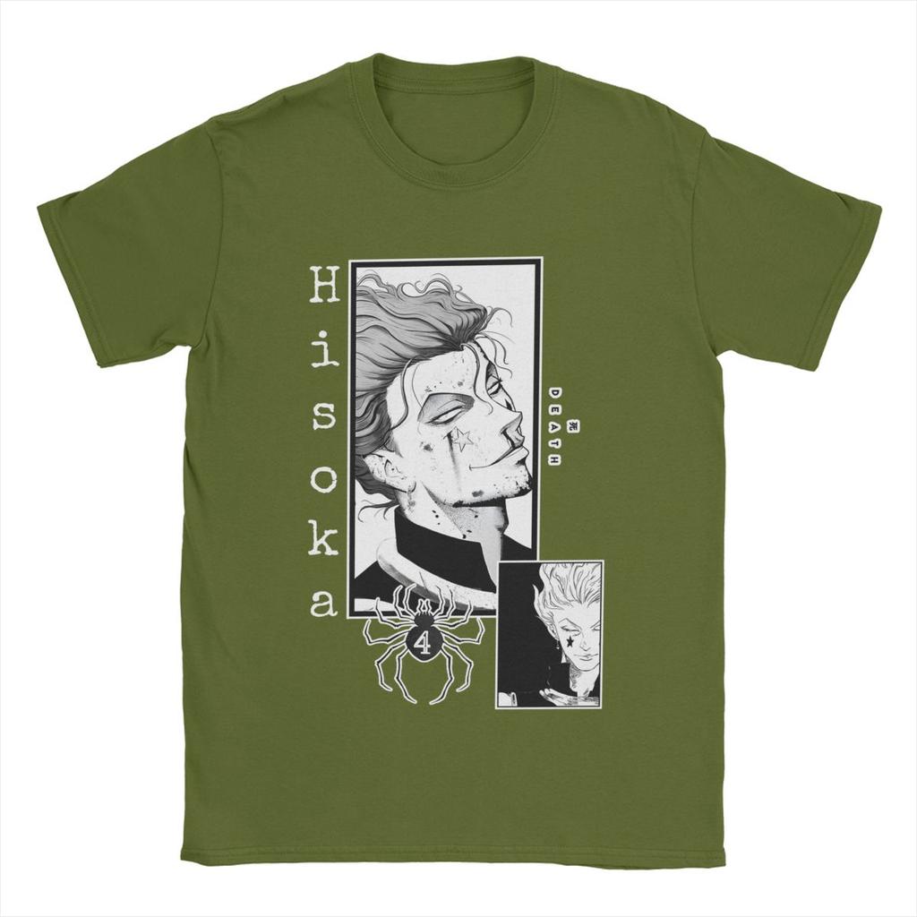 Men T-Shirts Hisoka HXH Anime Funny Pure Cotton Tees Short Sleeve T Shirts Crewneck Clothing Gift