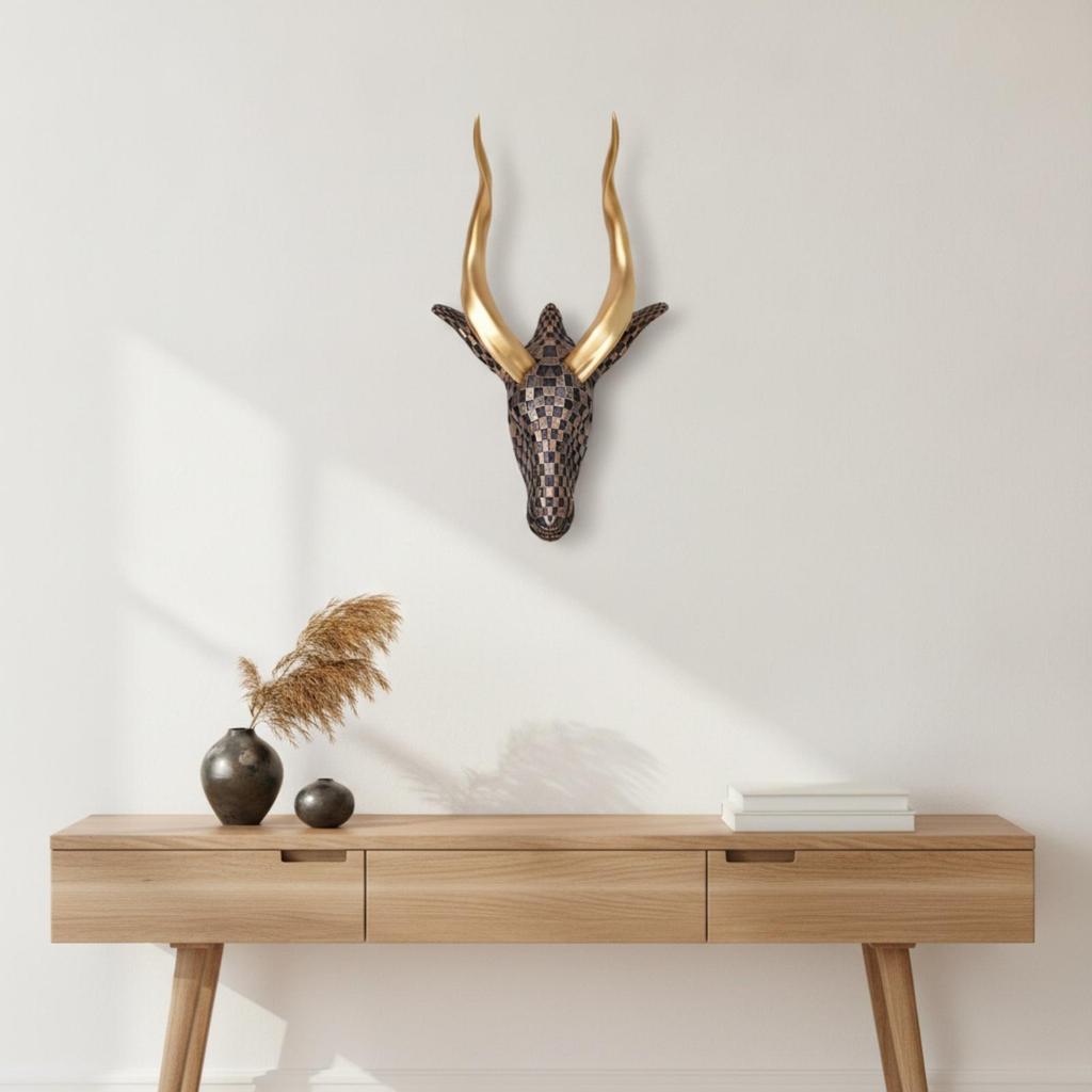 Resin Animal Head Wall Sculpture Modern for Office, Diverse Interiors