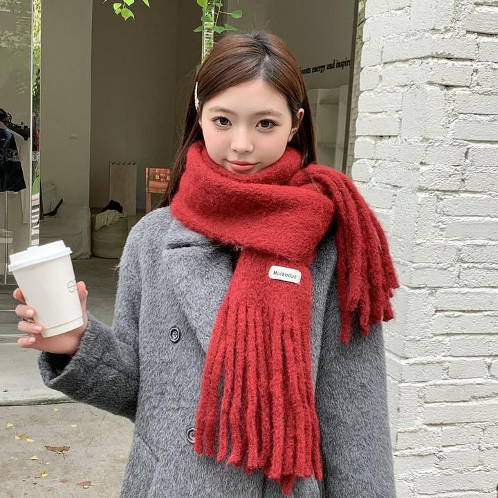 Women's Korean Style Mid-Length Cashmere Scarf: Luxurious, Warm, and Versatile Neck Warmer