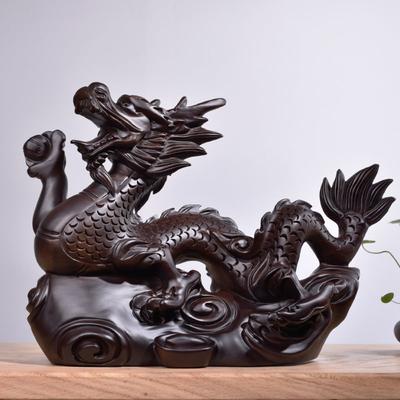 4 Zoll Holz Chinesische Feng Shui Drachenstatue für Büro Zuhause Tischdeko Glück 2025 Neujahrsdekoration Ornamente