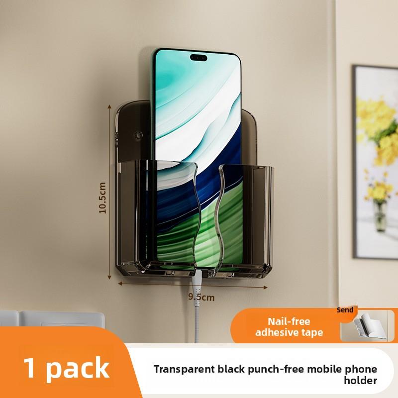 

1 шт. Клейка підставка для заряджання мобільного телефону, настінна, без перфорації, приліжкова, лінива полиця для зберігання, багатоцільова полиця 1PCS чорний