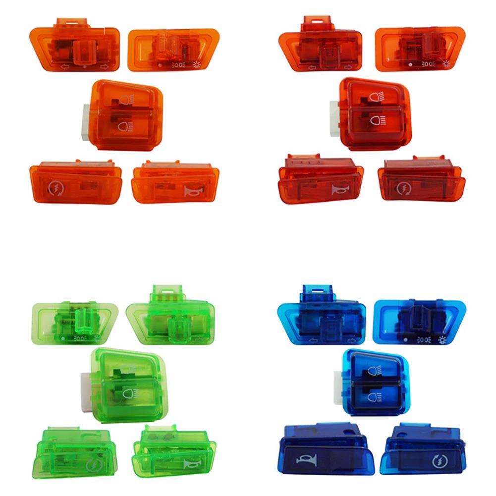 5PCS Motorcycle Start Switch Horn Light Turn Signal High Low Beam Button Switch Connecters for Scooter ATV Moped Accessories