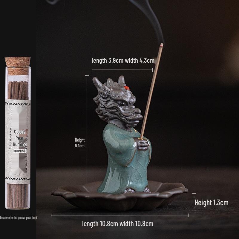 Zodiac Dragon Incense Burner - Ceramic Aromatherapy Holder for Zen Tea Ceremony Decor.